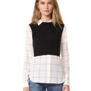 Alice+Olivia Flannel and Sweater Vest Top